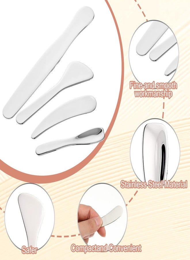 JIYIN 4 PCS Mini Metal Makeup Spatula, 4 Styles Multi-functional Stainless Steel Cosmetic Spatula Reusable Skin Care Cosmetic Spatulas Facial Applicator Tool for Face Mask Cream Lotions Moisturizers - Image 3